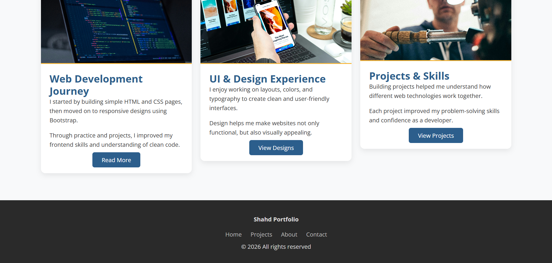 Previous portfolio project screenshot